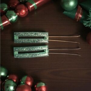 Tilco Resin/ Lucite Glitter Barrettes, Barrettes, Green Sparkle Barrettes